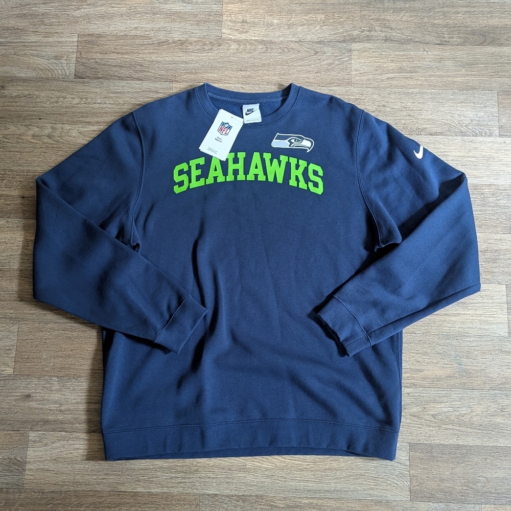 NWT Nike Men's Seattle Seahawks NFL Football Pullover Crewneck Sweatshirt Size L